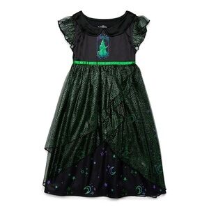 Wicked Elphaba Black and Green Sparkle Witch Toddler Nightgown Pajama Dress 4T